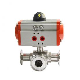 Pneumatic three-way quick installation ball valve